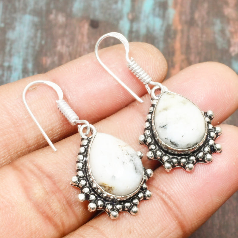 Serene Aura – White Stone Sterling Silver Earrings