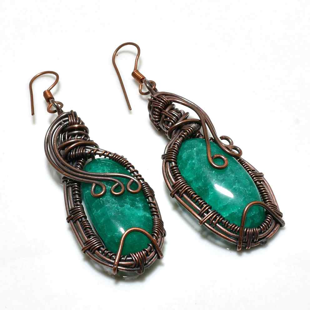Verdant Harmony – Copper-Wrapped Adventurine Earrings