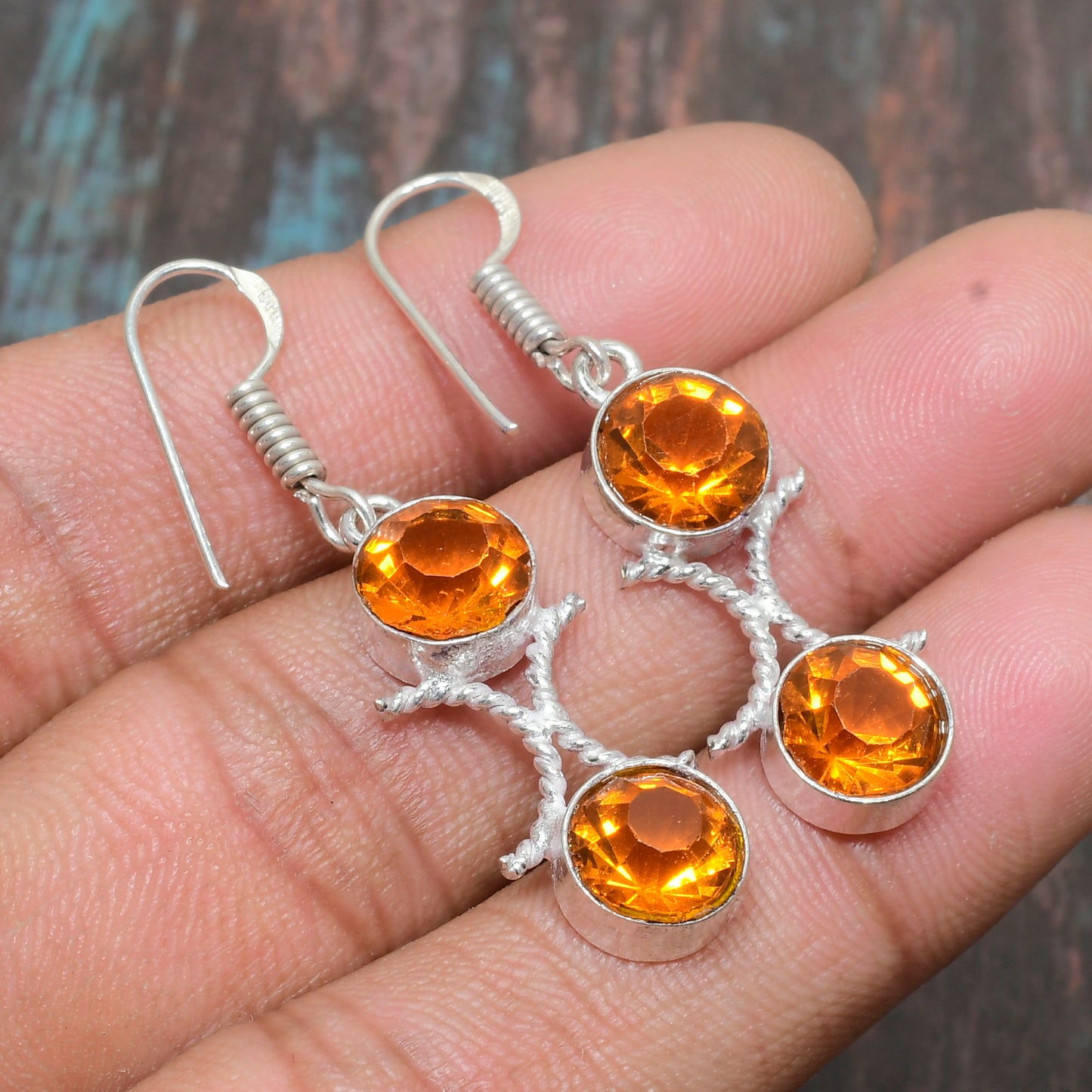 Golden Radiance – Sterling Silver Citrine Earrings