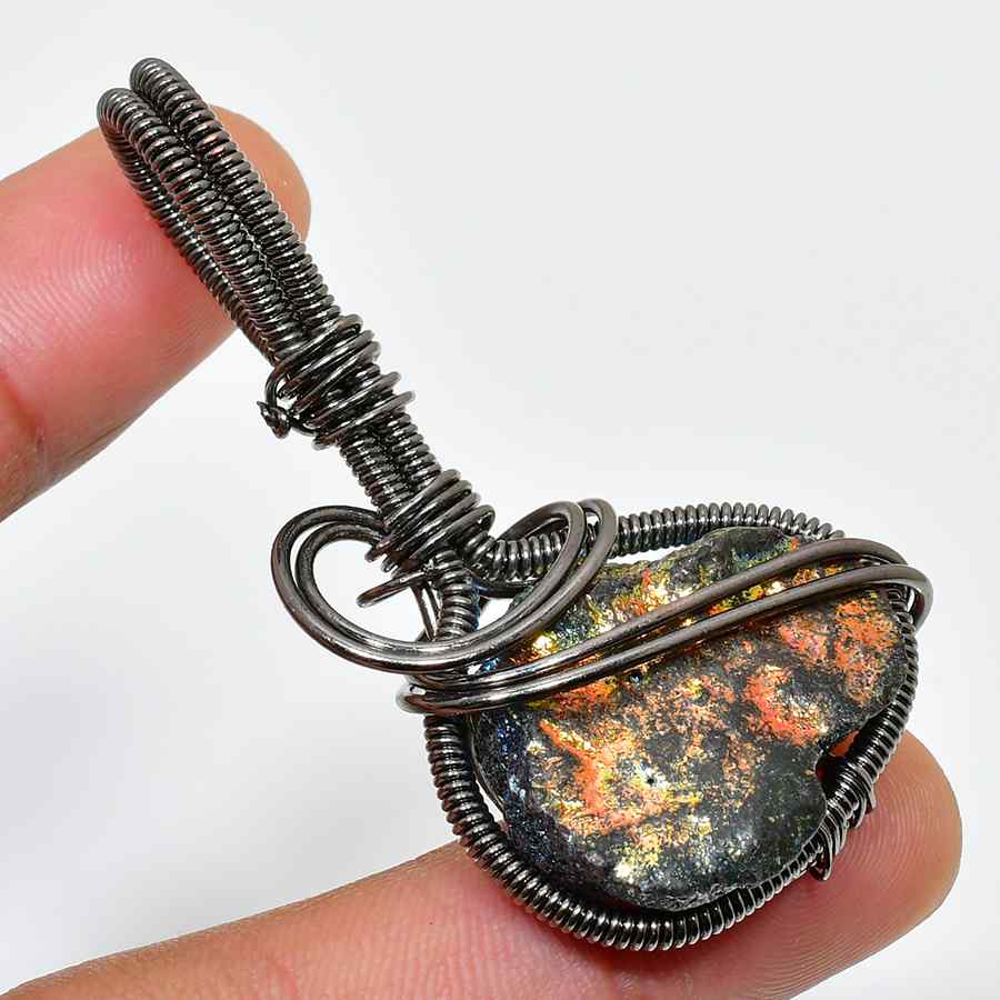 Mystic Harmony – Agate & Sterling Silver Wire‐Wrap Pendant