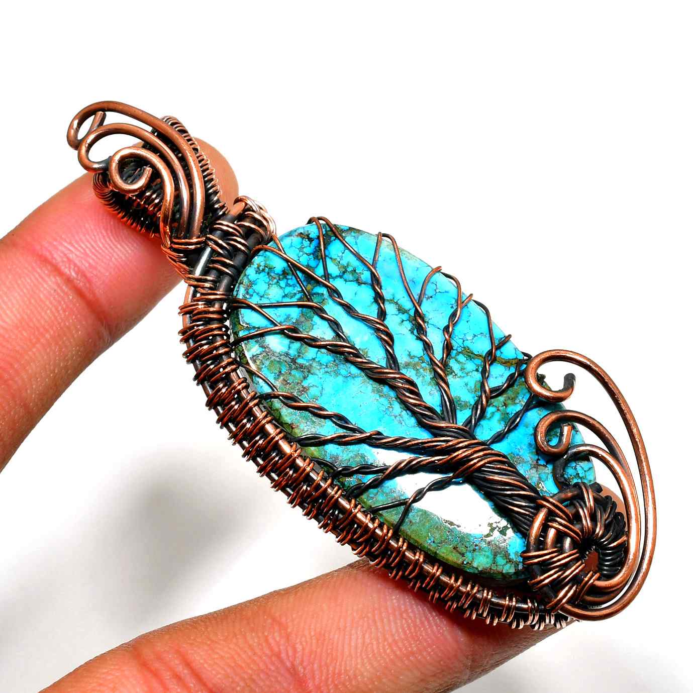 Turquoise Serenity – Oxidized Copper Pendant