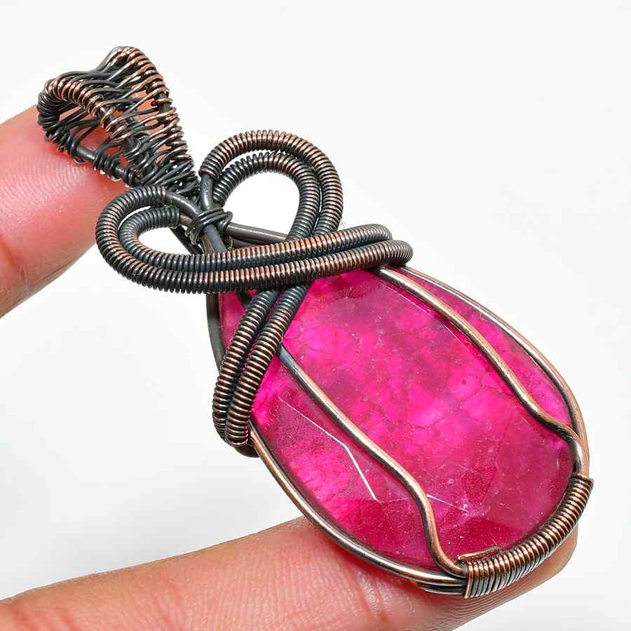Ruby Radiance – Oxidized Copper Pendant