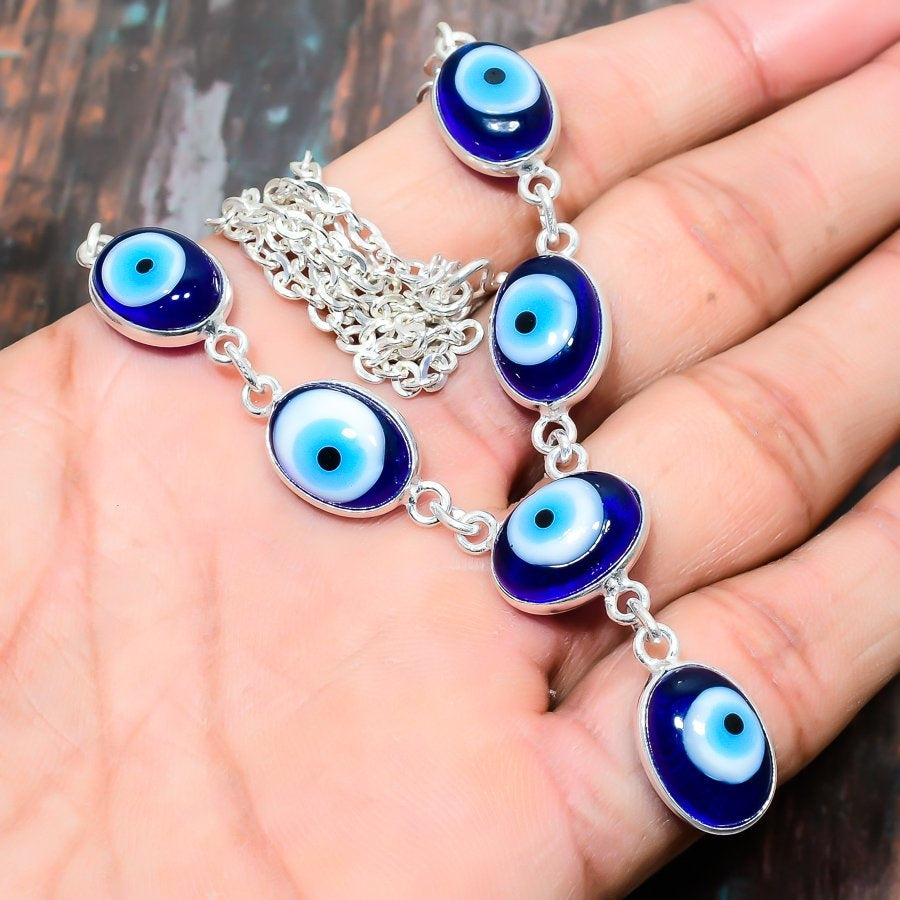 Guardian Gleam – Blue Glass Evil Eye Necklace
