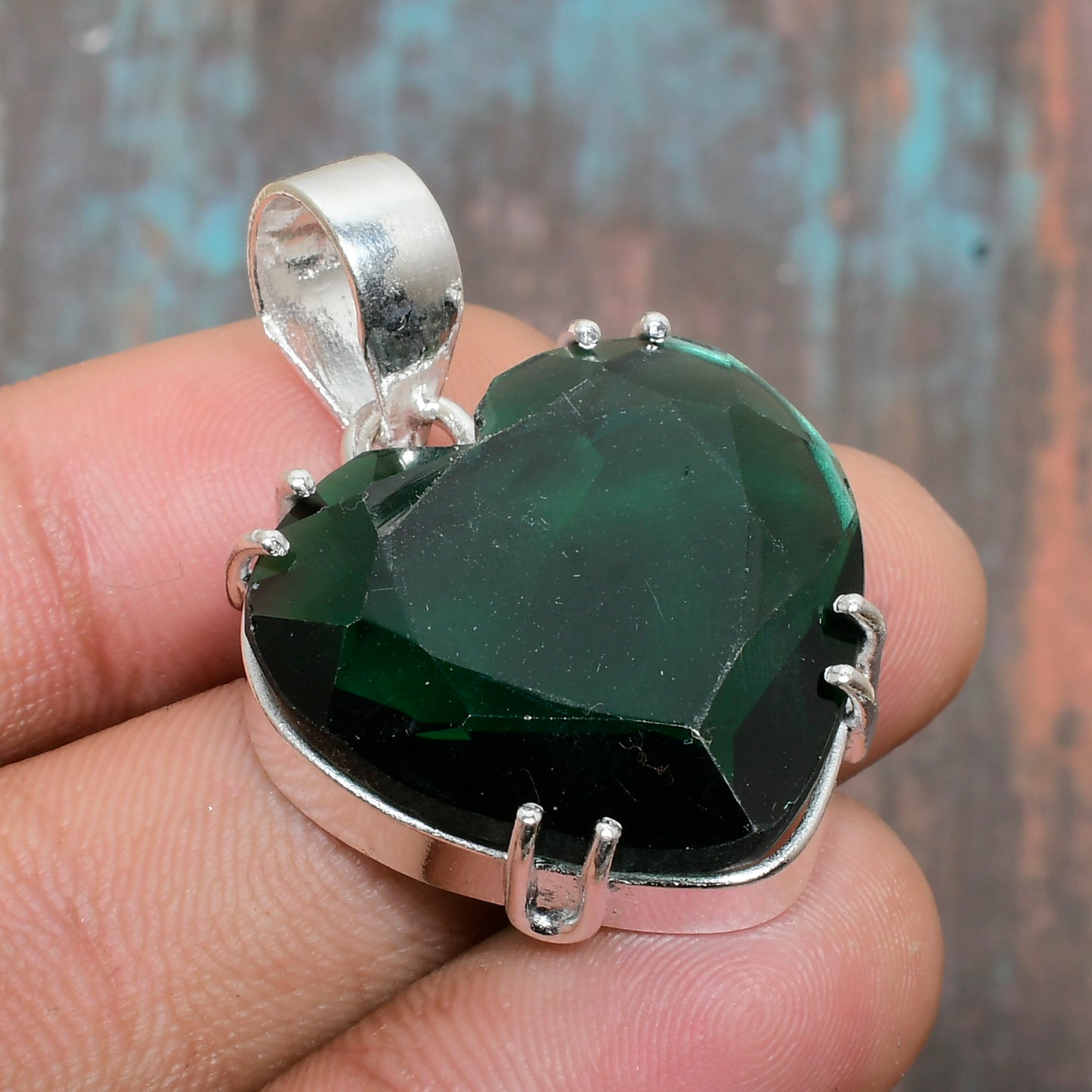 Heart of the Forest – Green Onyx & Sterling Silver Pendant