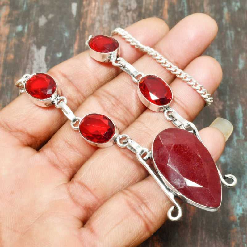 Crimson Ember – Ruby Silver Pendant