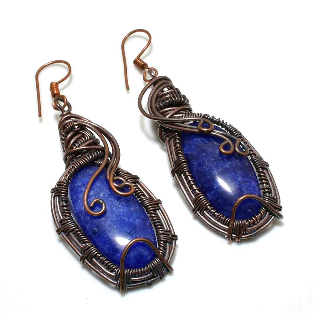 Celeste’s Clarity – Lapis Lazuli Copper Earrings