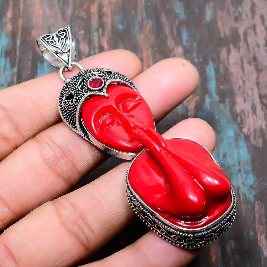 Coral Serenity – Sterling Silver Goddess Pendant