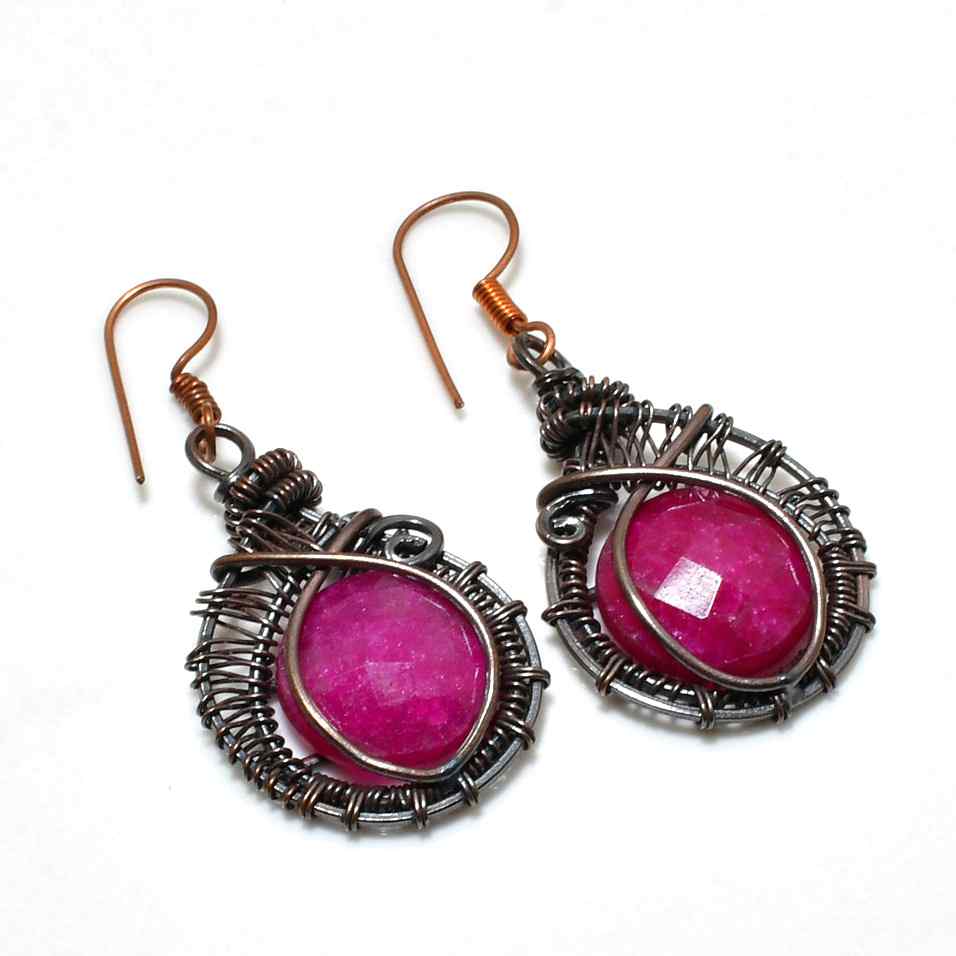 Ruby Embrace – Ruby & Oxidized Copper Earrings