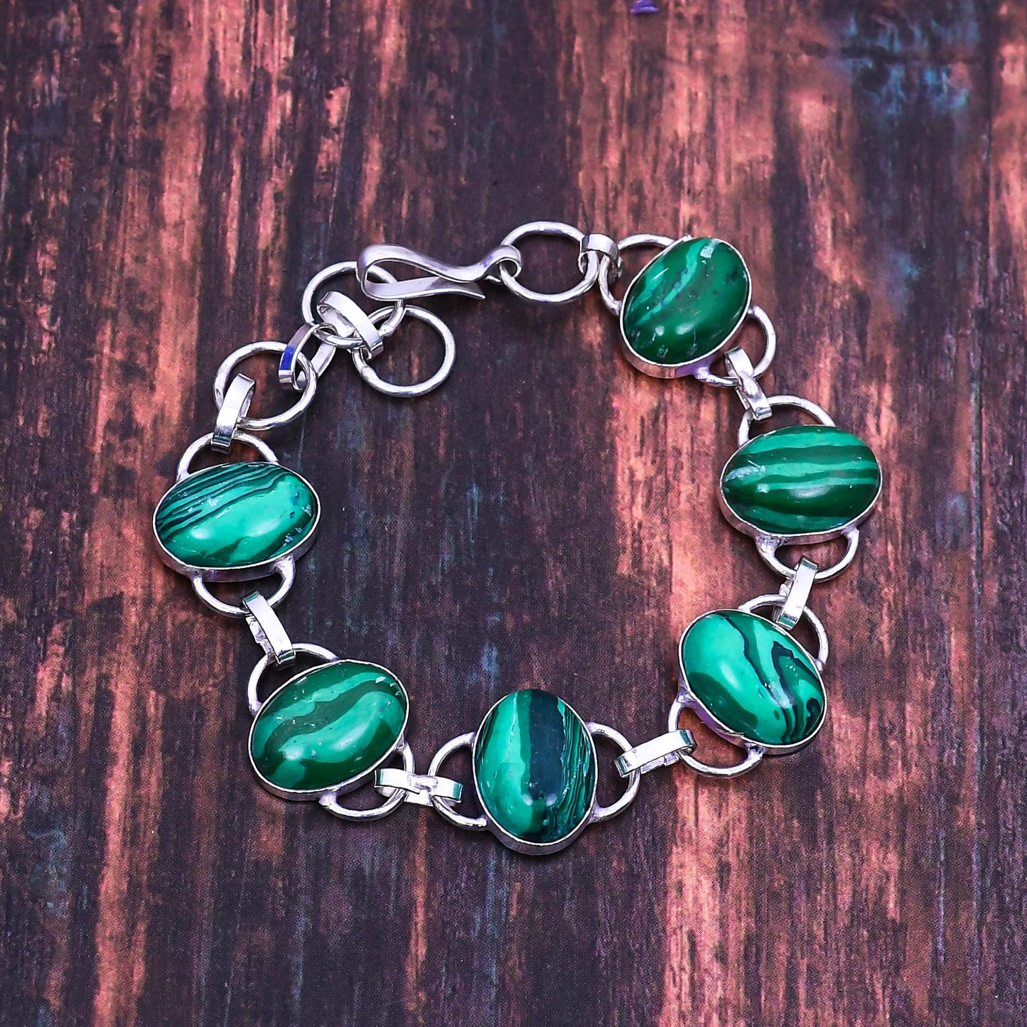 Verdant Harmony – Malachite & Sterling Silver Bracelet