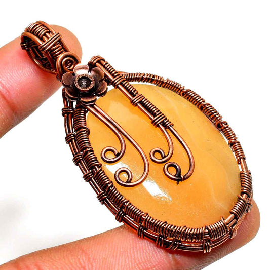 Sunlit Ember – Carnelian Copper Pendant