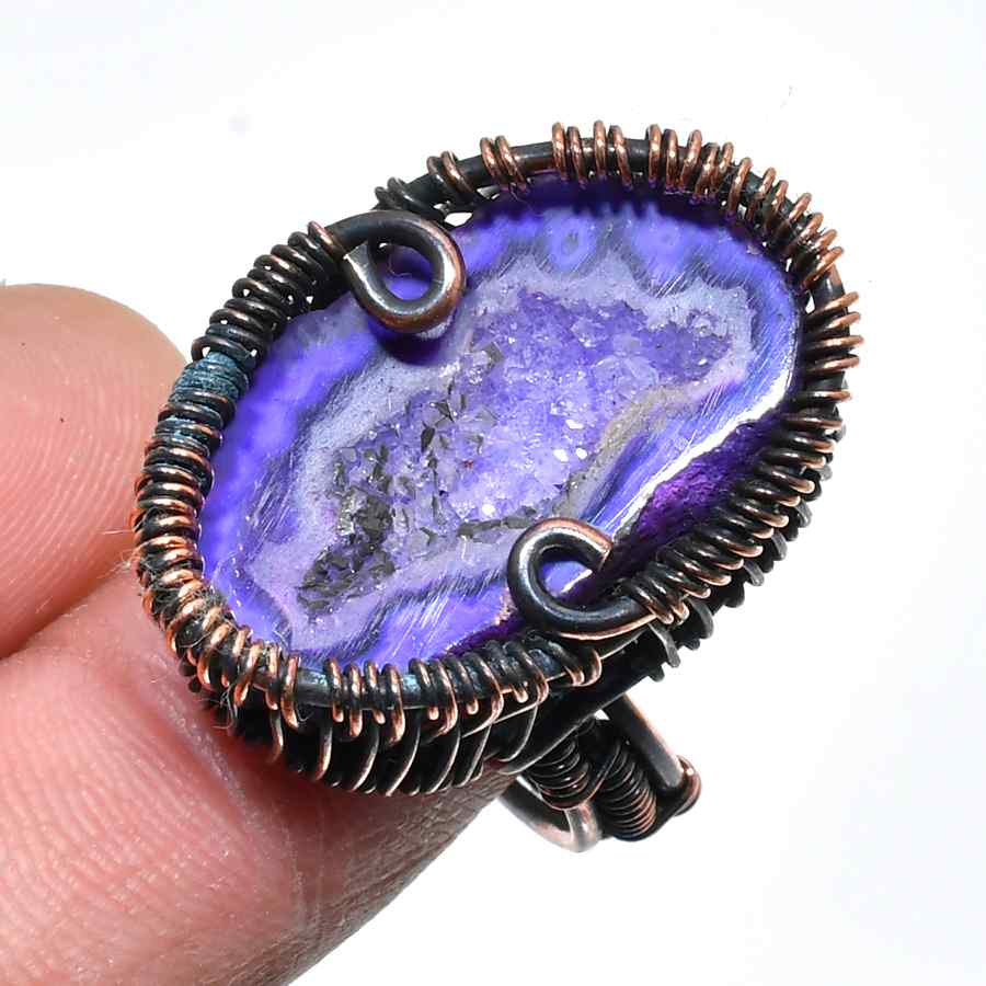 Ezra’s Veil – Amethyst Copper Wire Ring