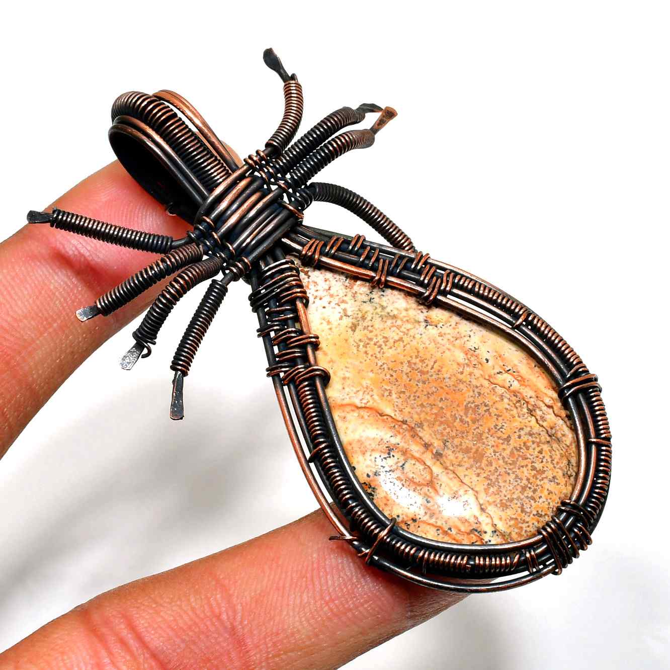 Gaia’s Whisper – Natural Stone Copper Pendant