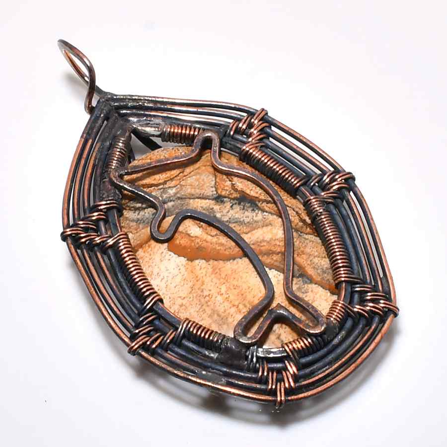 Dolphin’s Dreamcatcher – Copper & Natural Stone Pendant