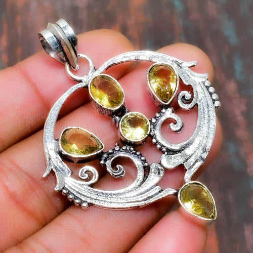Aurelia’s Swirl – Citrine Silver Pendant