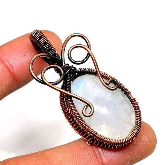 Lunar Serenity – Moonstone Copper Pendant