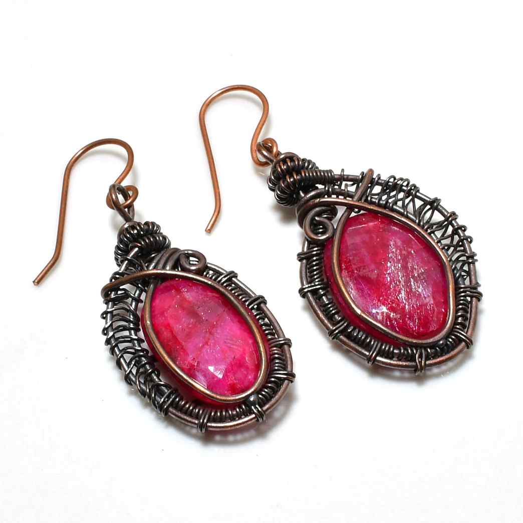 Ruby Radiance – Antique Copper Ruby Earrings