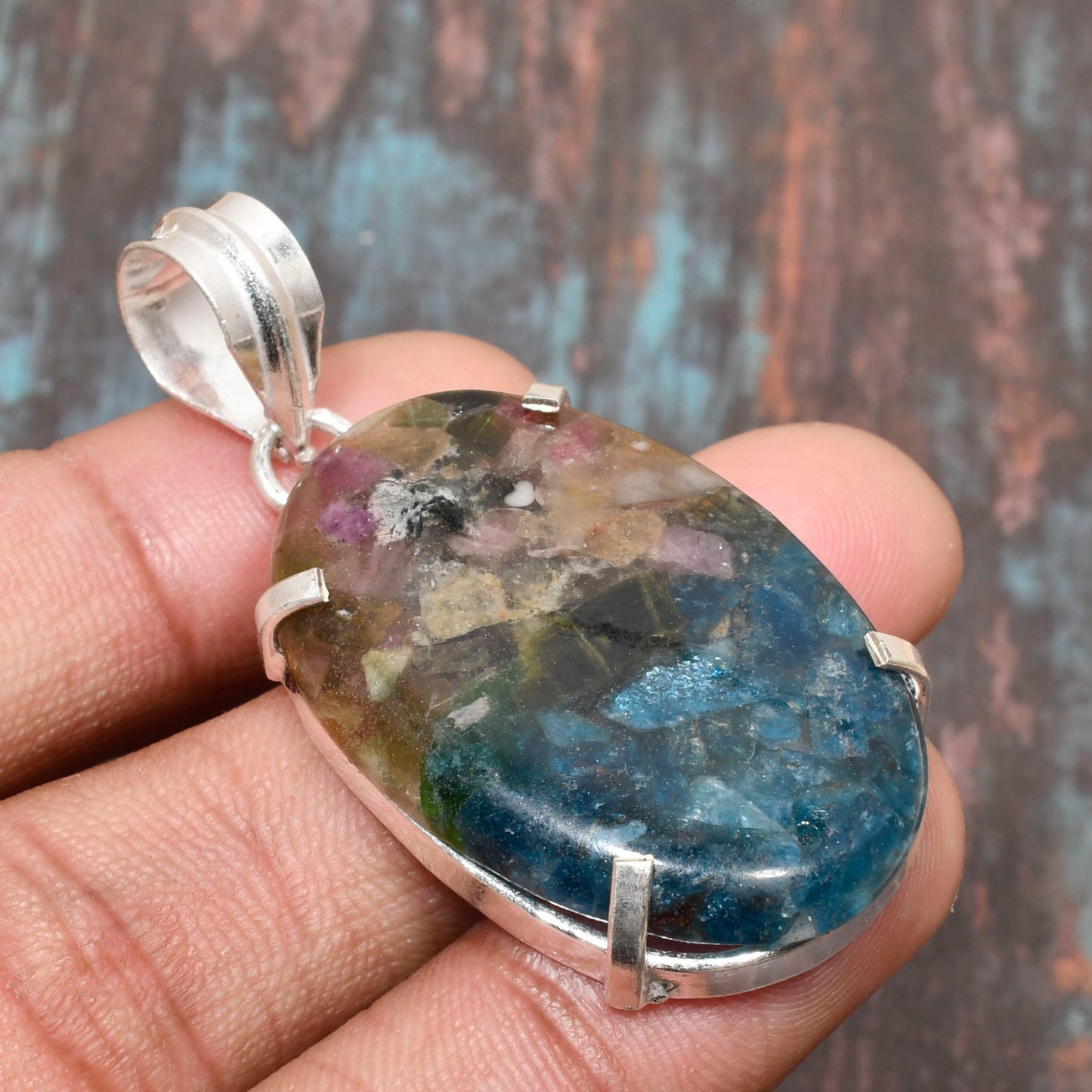 Chroma Harmony – Multi-Gemstone Silver Pendant