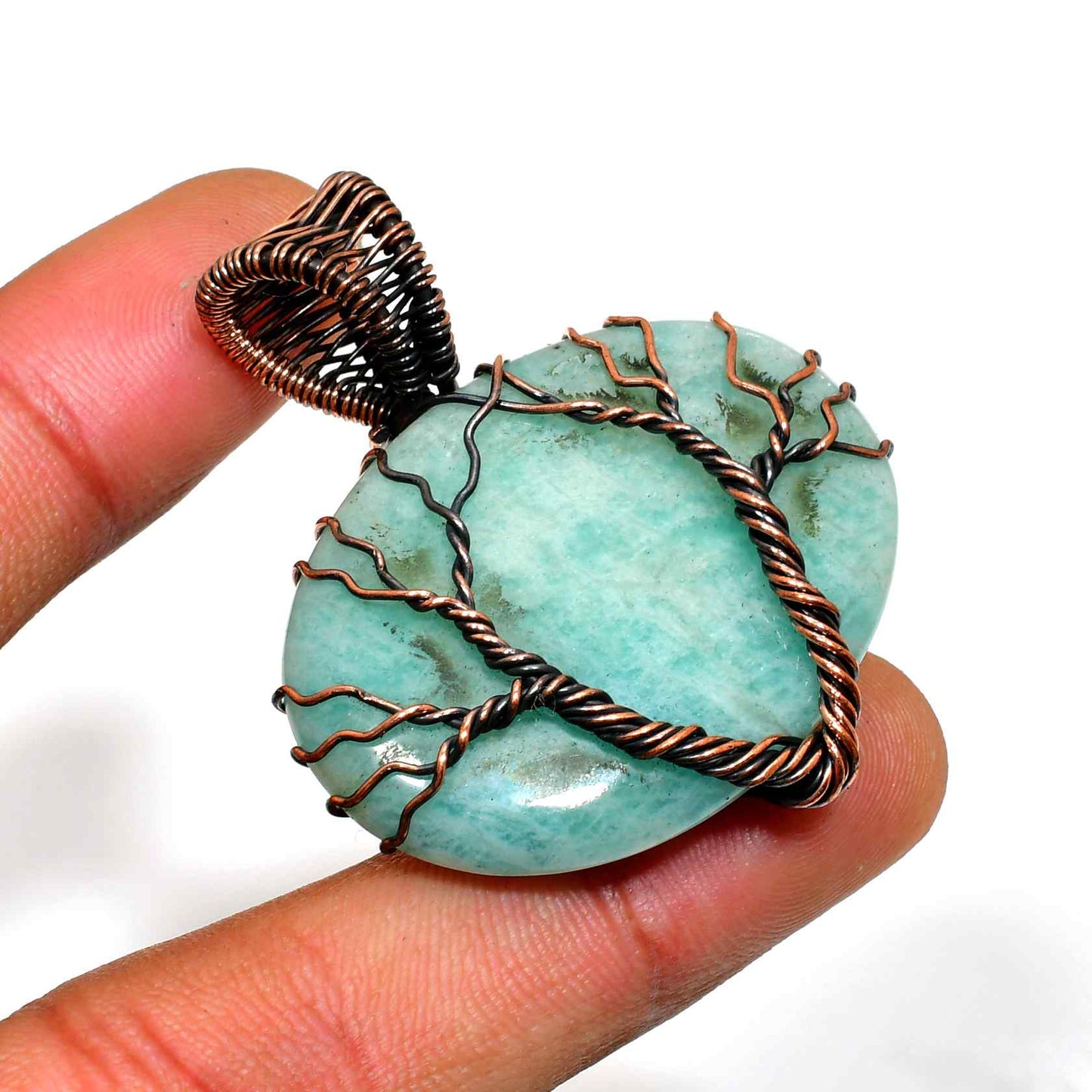 Serenity’s Embrace – Amazonite Copper Pendant