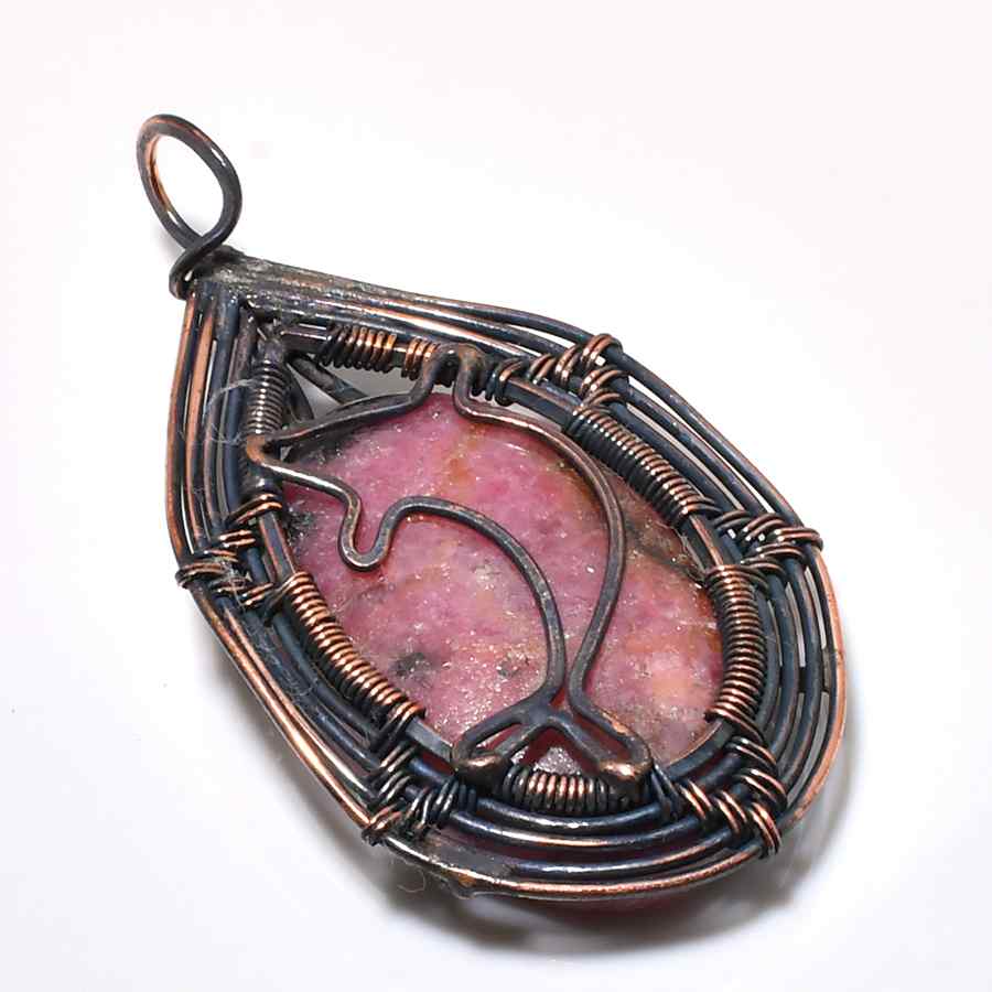 Celeste’s Embrace – Rhodonite Copper Pendant