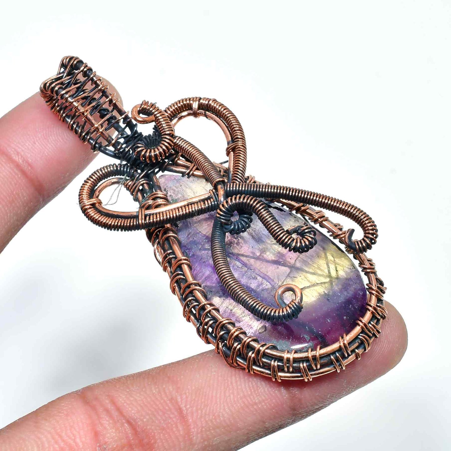 Ezra’s Veil – Mystic Amethyst & Copper Pendant
