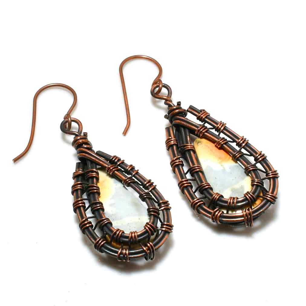 Gaia’s Embrace – Natural Stone Copper Earrings