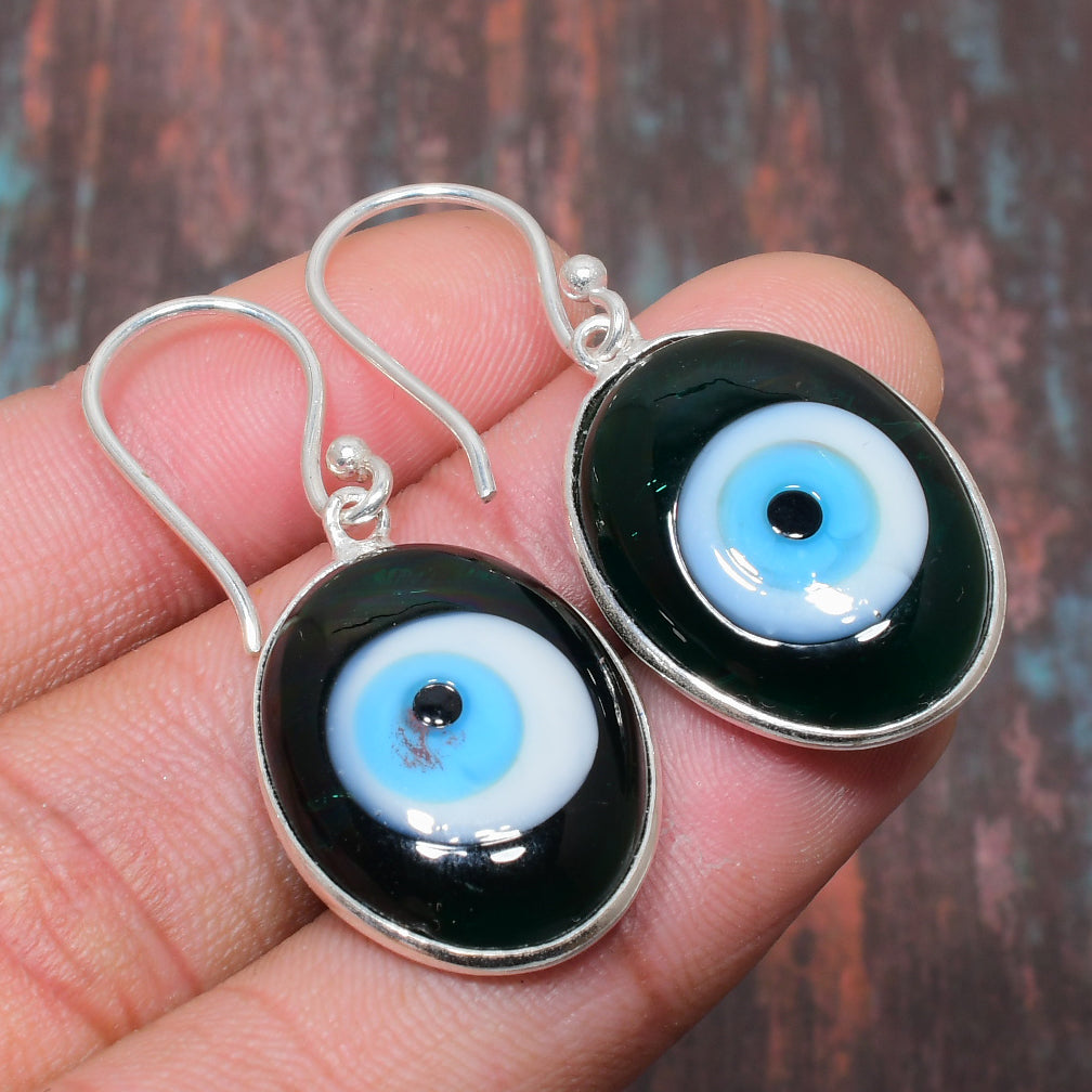 Nazar Shield – Blue & Black Evil Eye Earrings