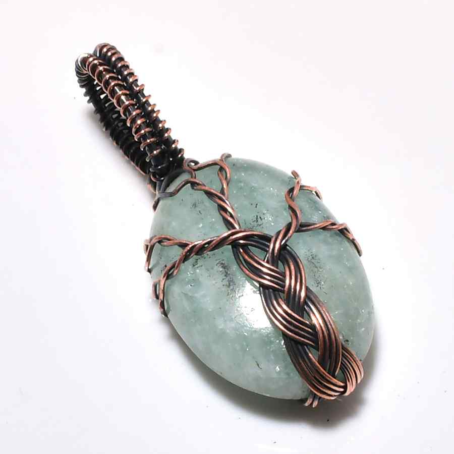 Verdant Harmony – Copper Wrapped Green Aventurine Pendant