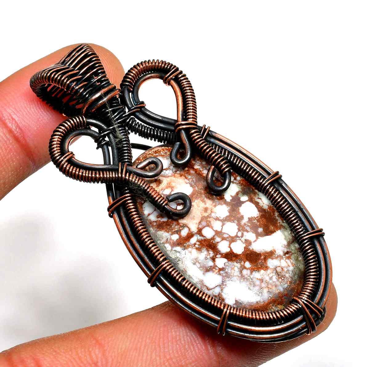 Earthsong Harmony – Copper-Wrapped Natural Stone Pendant