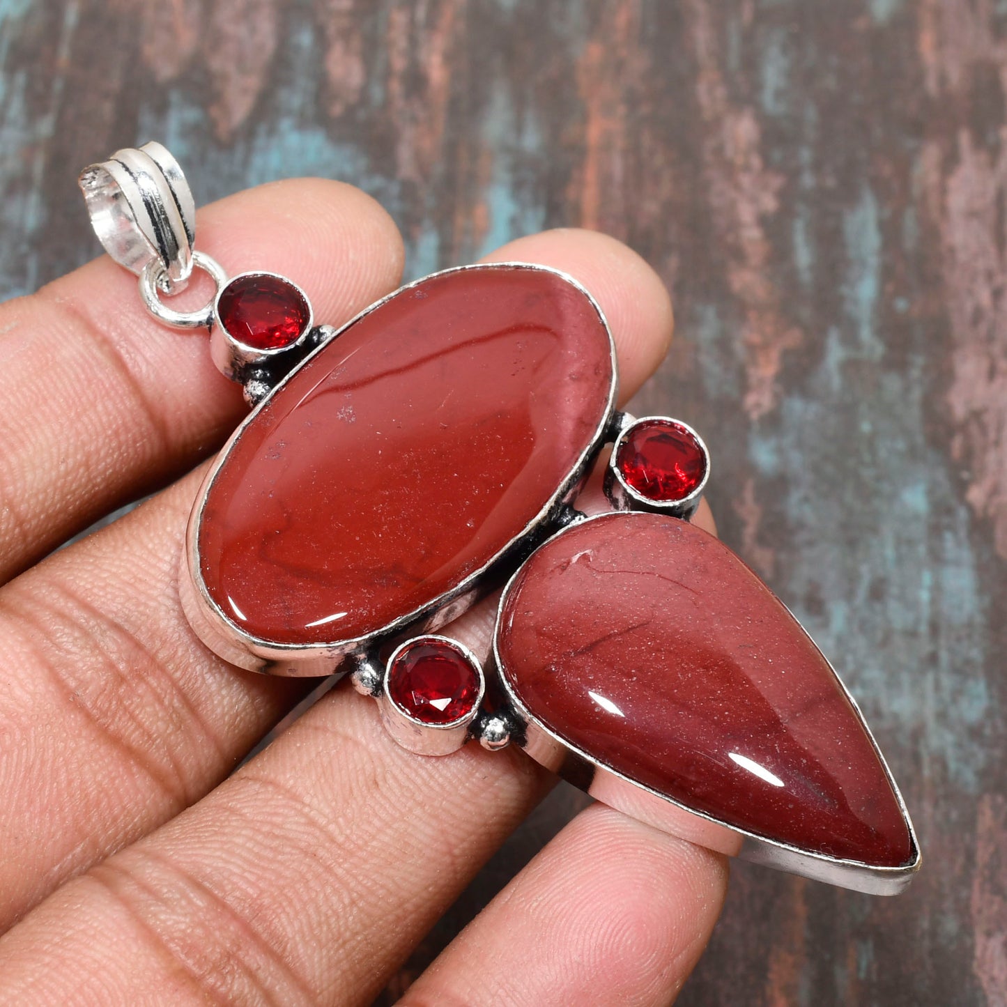 Scarlet Sentinel – Red Jasper & Garnet Pendant