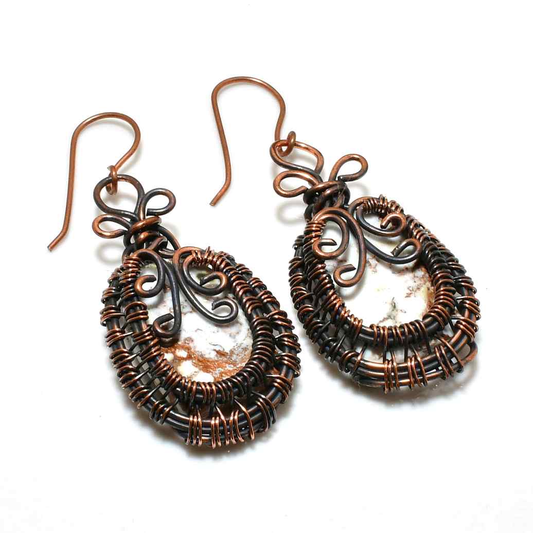 Luna’s Embrace – Twisted Copper Quartz Earrings