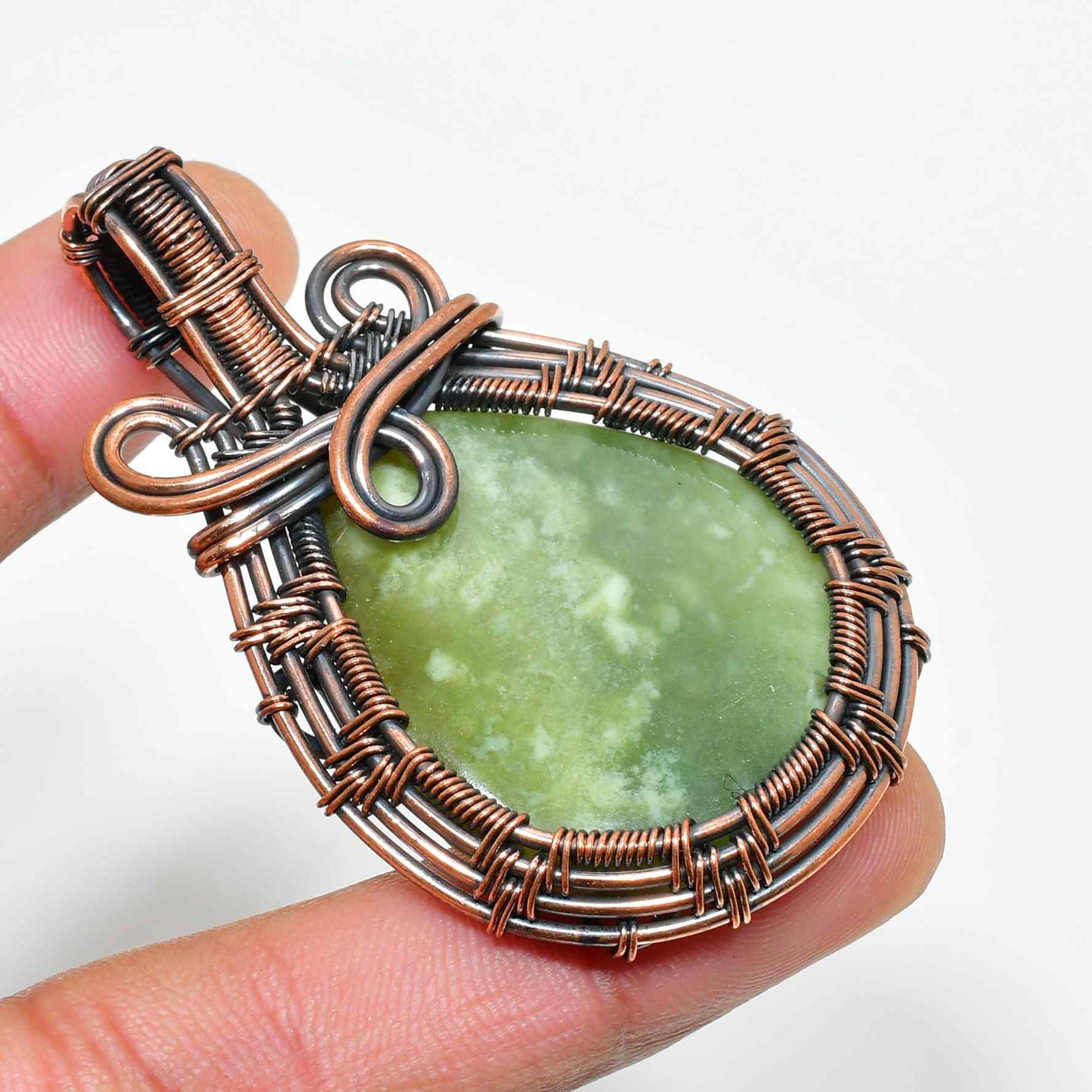 Ezra’s Veil – Jade & Copper Serenity Pendant
