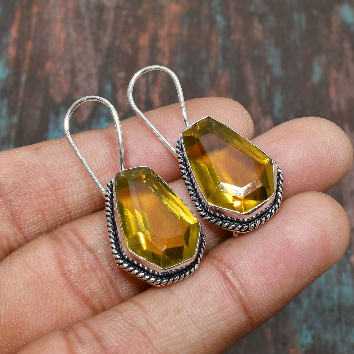 Aurora’s Embrace – Citrine Sterling Silver Earrings