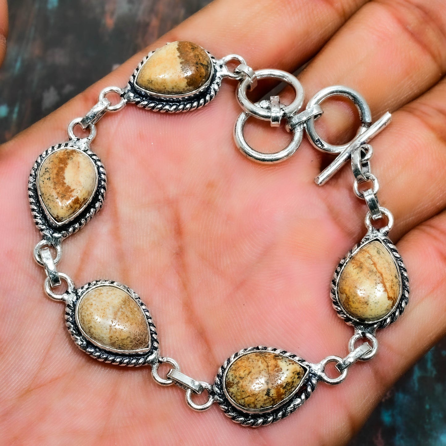 Sahara Solace – Teardrop Desert Stone Bracelet
