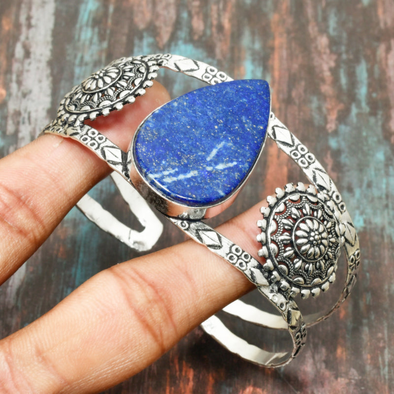 Celestial Harmony – Lapis Lazuli Sterling Silver Bracelet