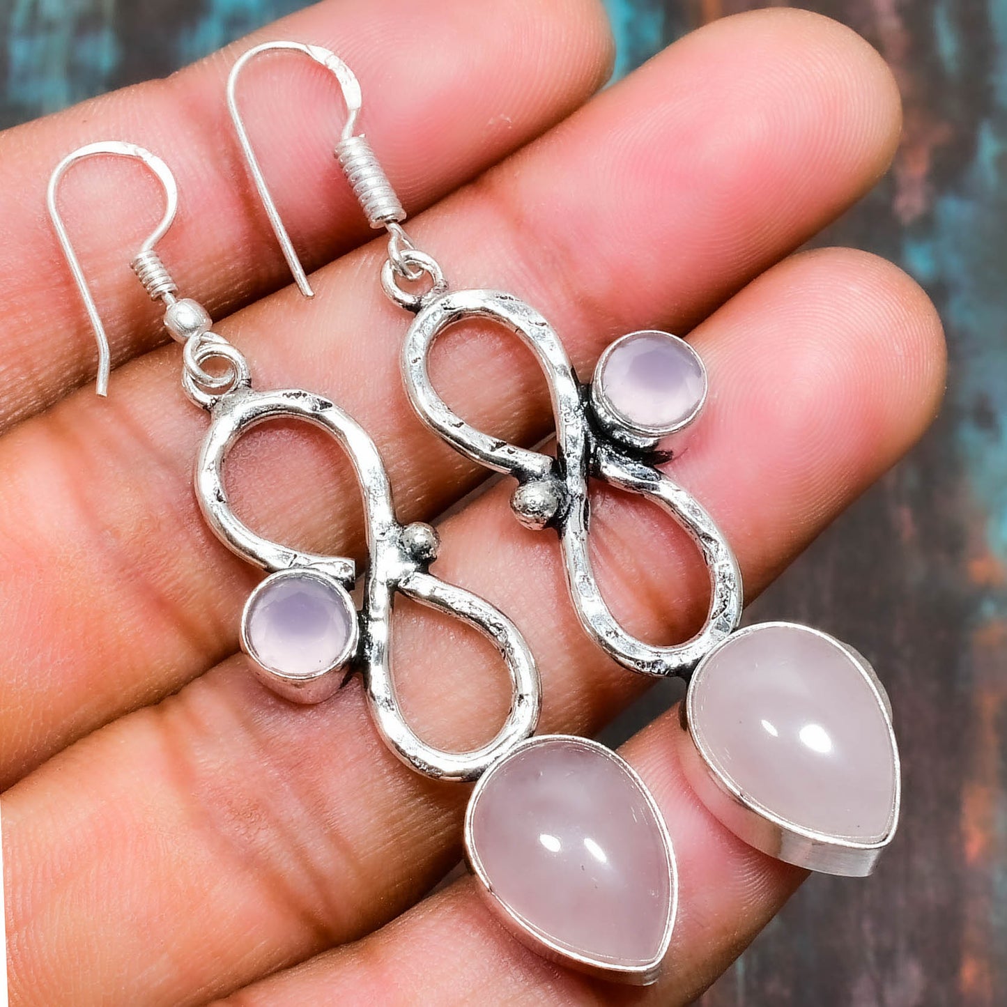 Everlasting Embrace – Rose Quartz Sterling Silver Earrings