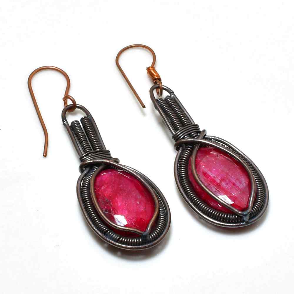 Midnight Ember – Ruby Copper Earrings
