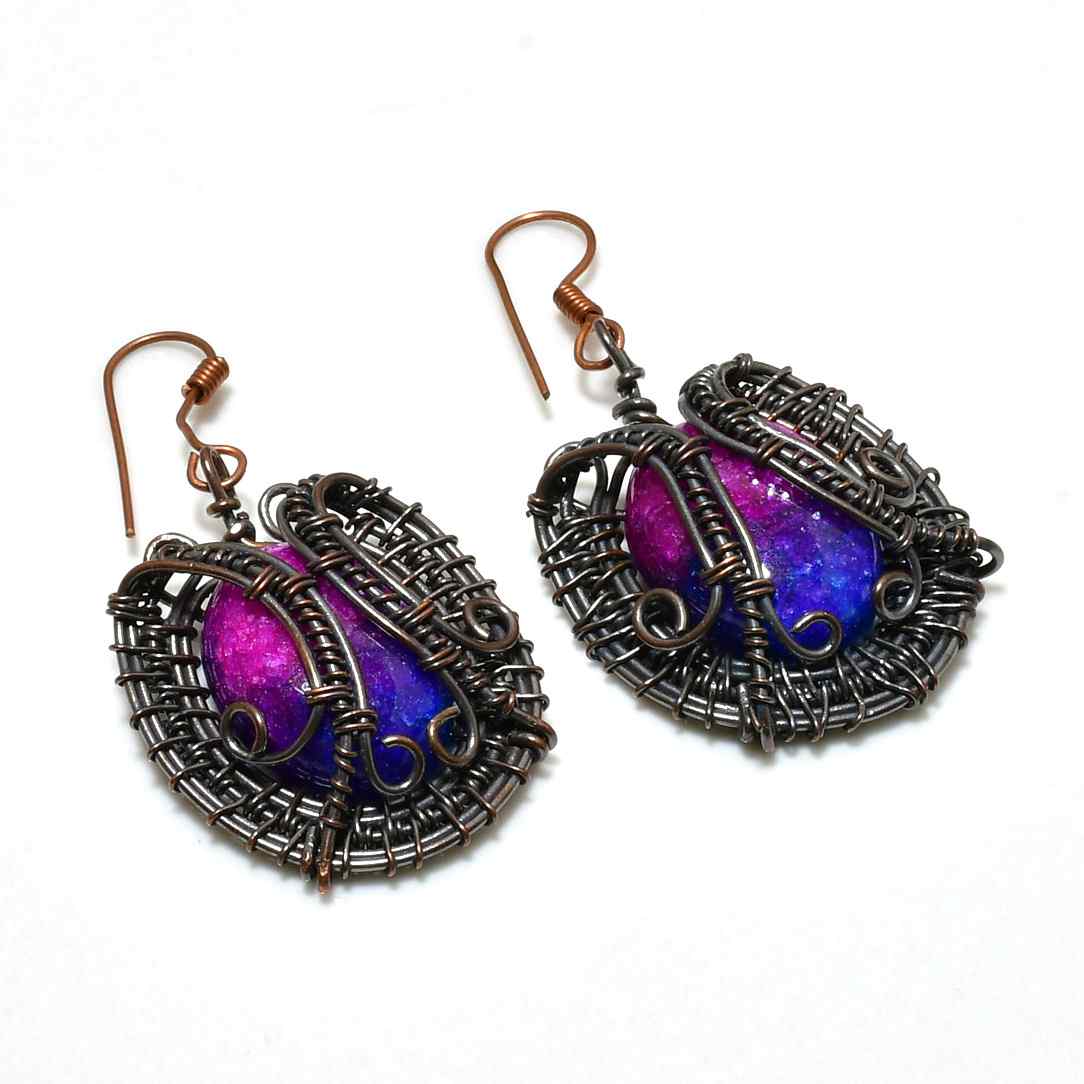 Celestial Harmony – Galaxy Stone Copper Earrings