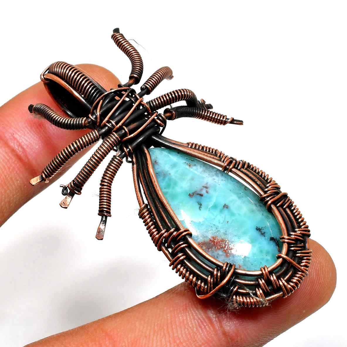 Ocean’s Embrace – Larimar & Oxidized Copper Pendant