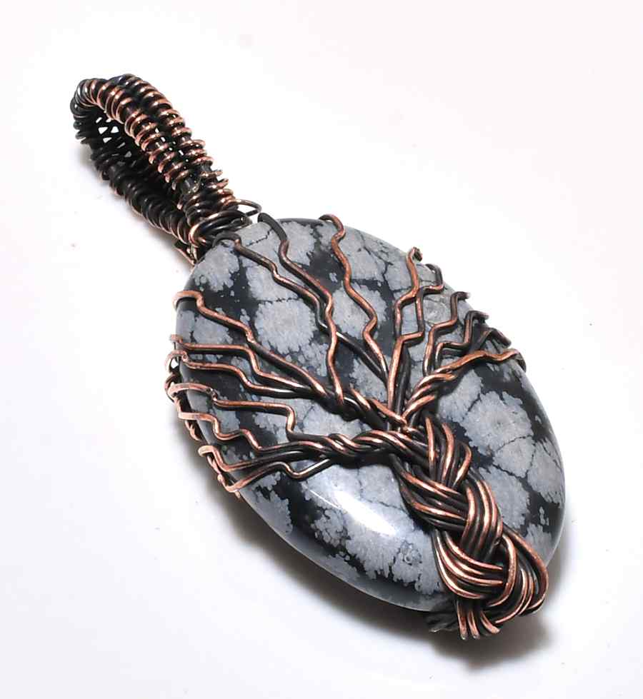 Gaia’s Arbor – Black Stone & Copper Tree of Life Pendant