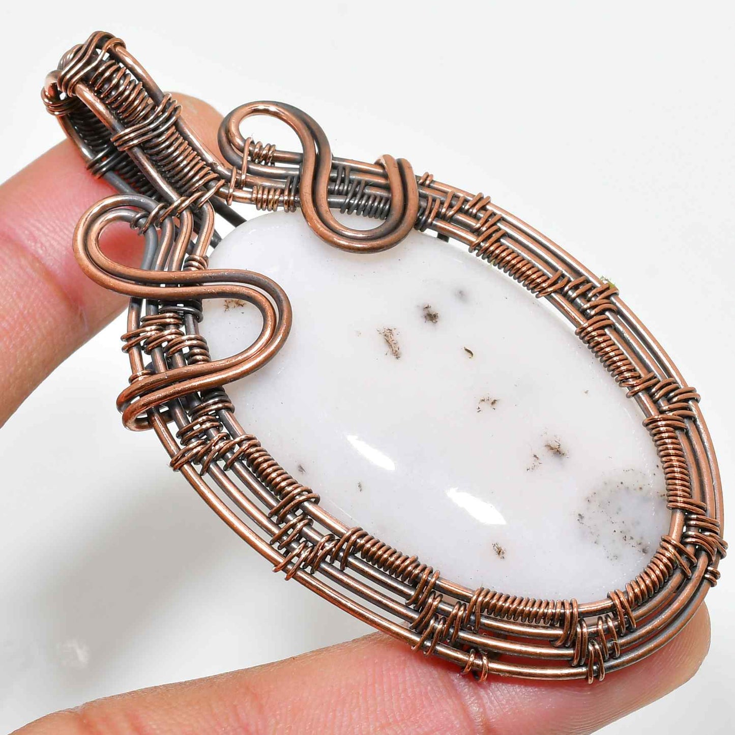 Luna’s Whisper – White Marble Copper Pendant