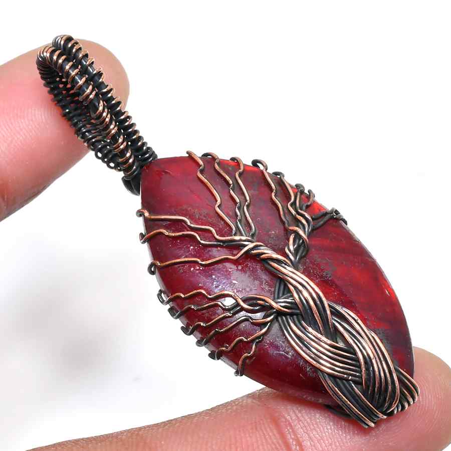 Emberheart – Red Agate Copper Pendant
