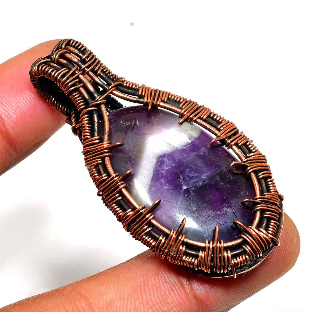 Ezra’s Veil – Oxidized Copper Amethyst Pendant