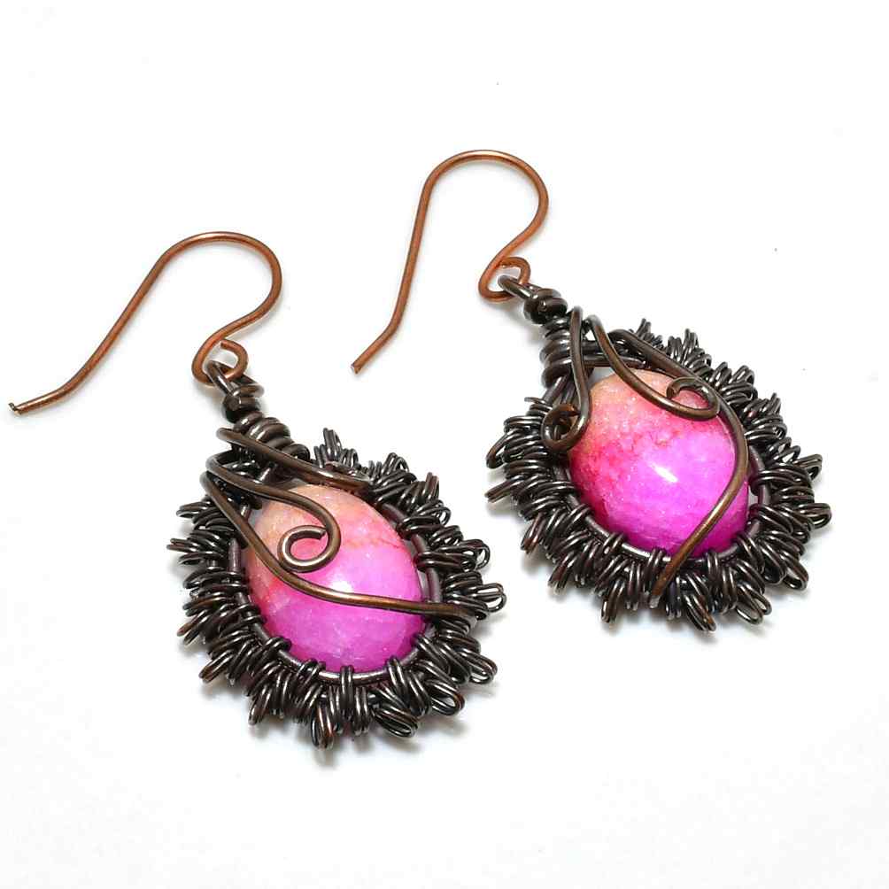 Muse’s Whimsy – Pink & Purple Copper Earrings
