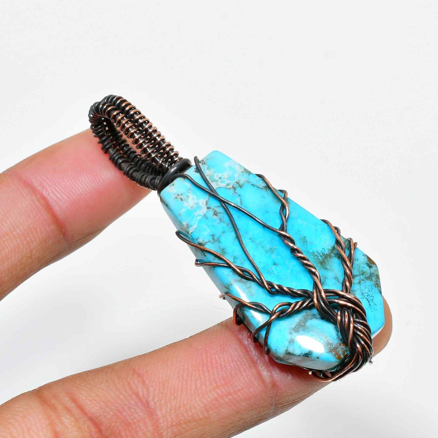 Ocean Whisper – Turquoise & Copper Pendant