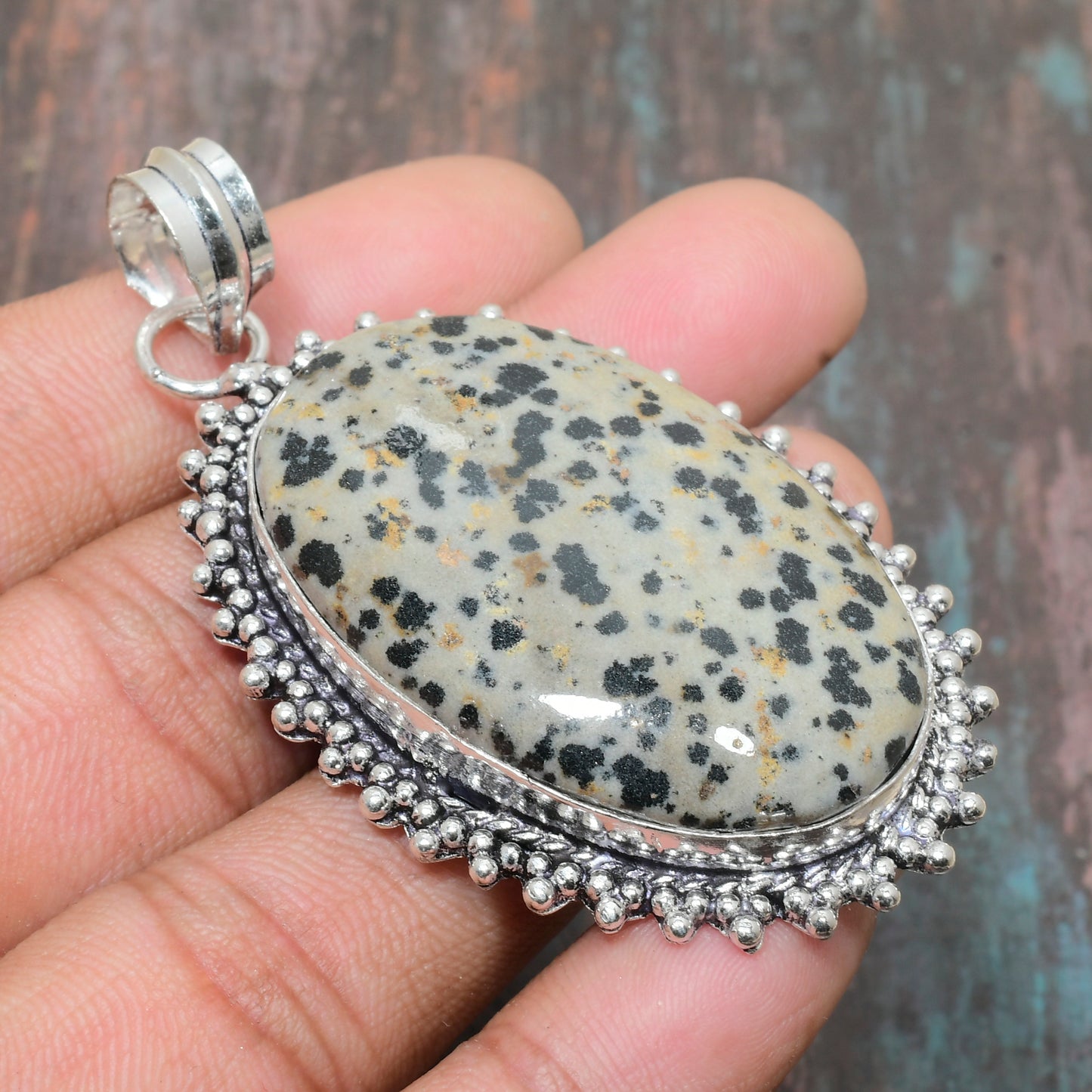 Spotted Harmony – Sterling Silver Dalmatian Jasper Pendant