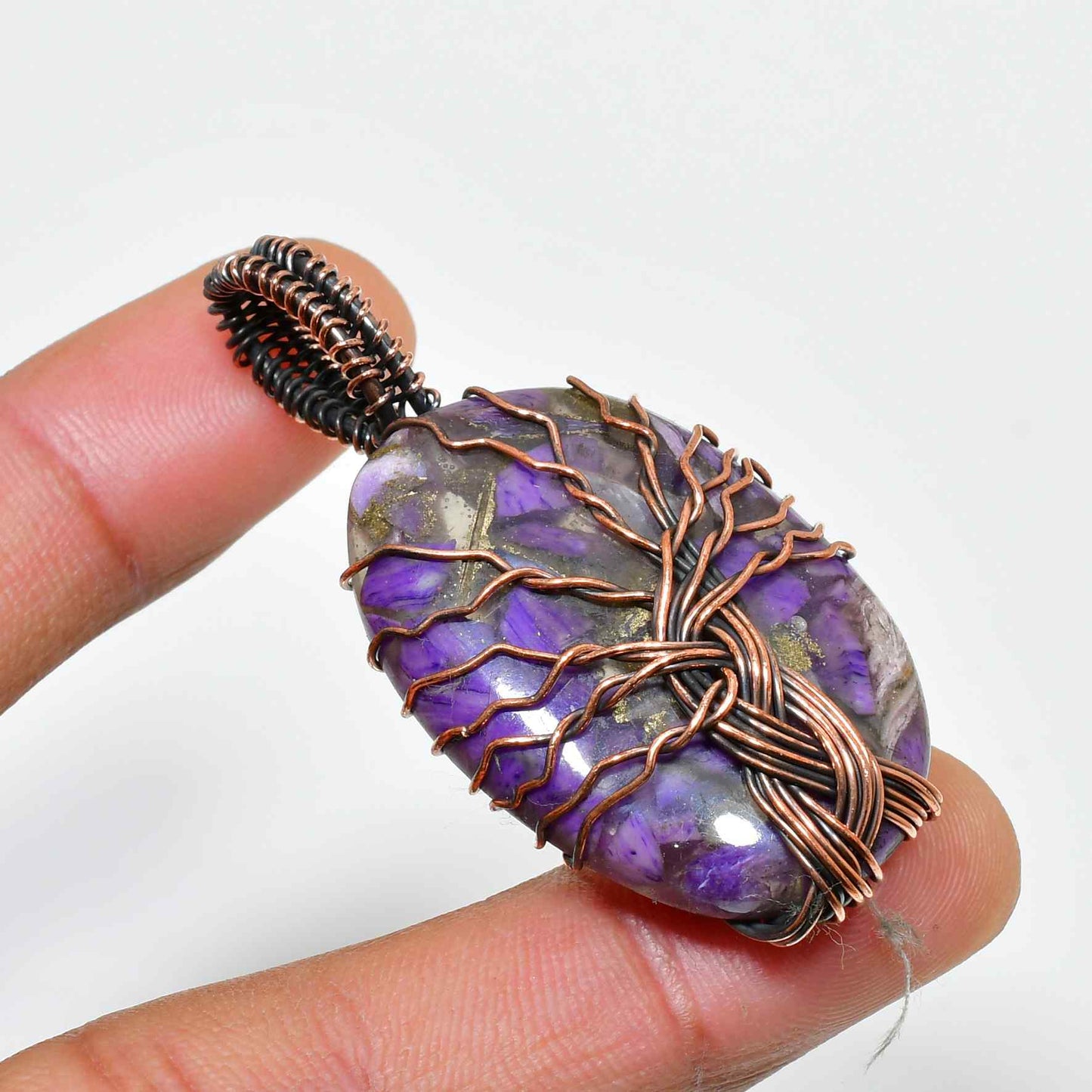 Ezra’s Veil – Handcrafted Amethyst & Copper Pendant