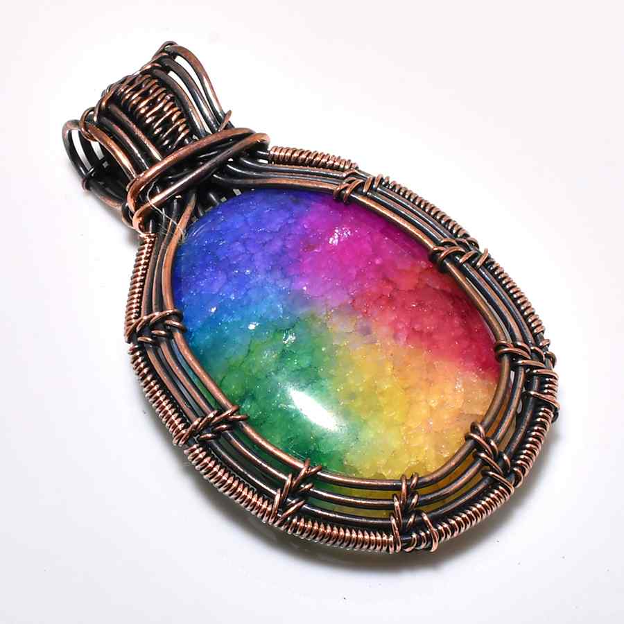Aria’s Prism – Rainbow Drusy Quartz Copper Pendant