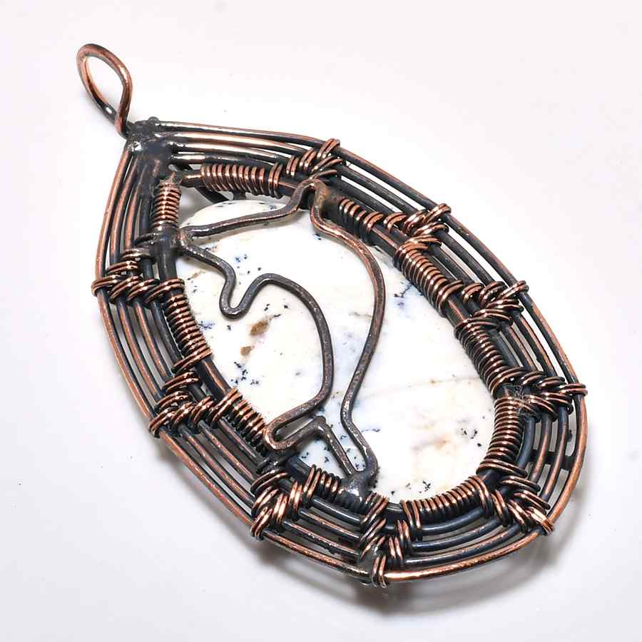 Rustic Serenity – Natural Stone & Copper Pendant