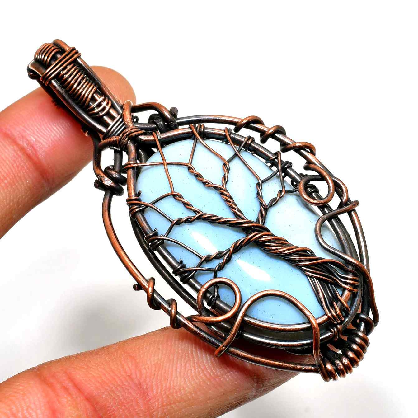 Serenity’s Canopy – Blue Lace Agate Tree of Life Pendant
