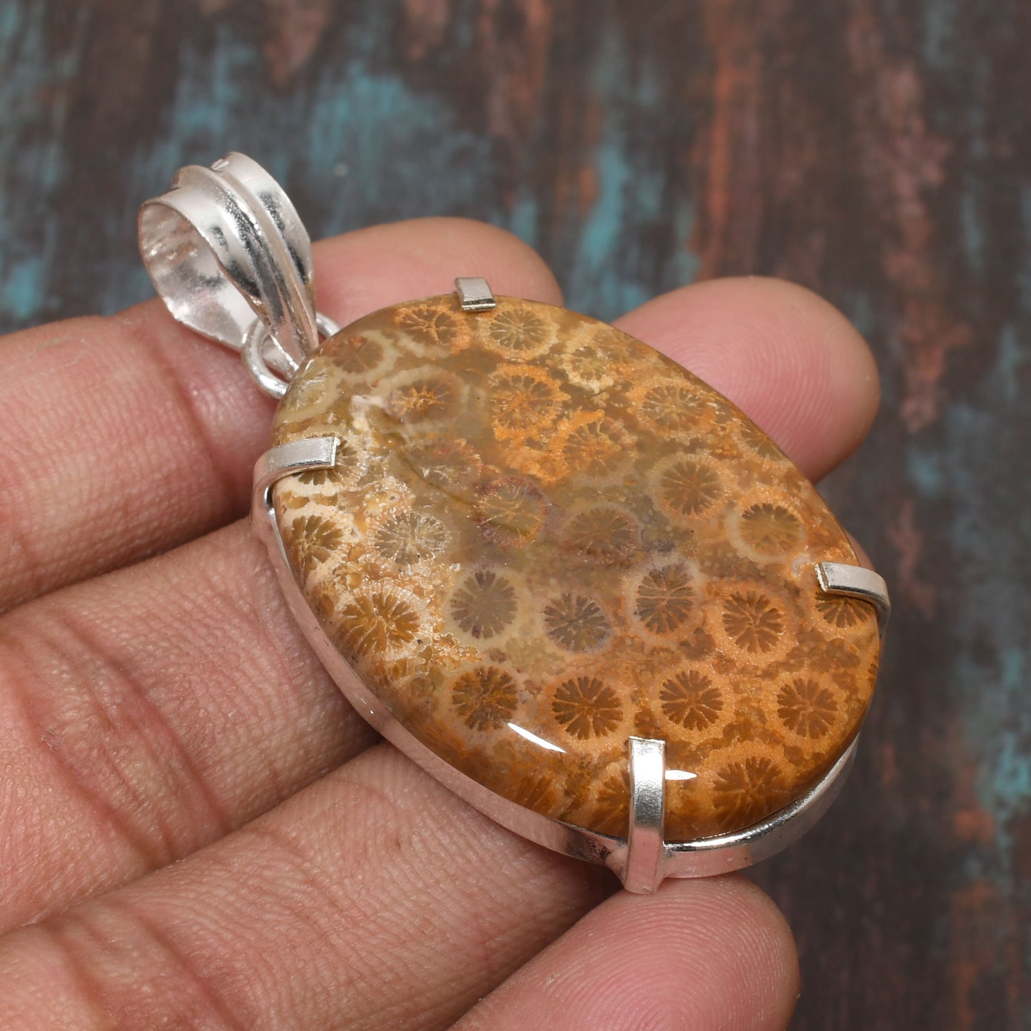 Gaia’s Echo – Petrified Wood Sterling Silver Pendant